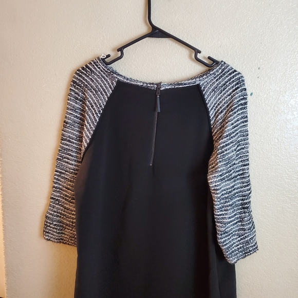 Ann Taylor LOFT Black Textured Tweed Shift Professional Career Dress - Picture 3 of 6